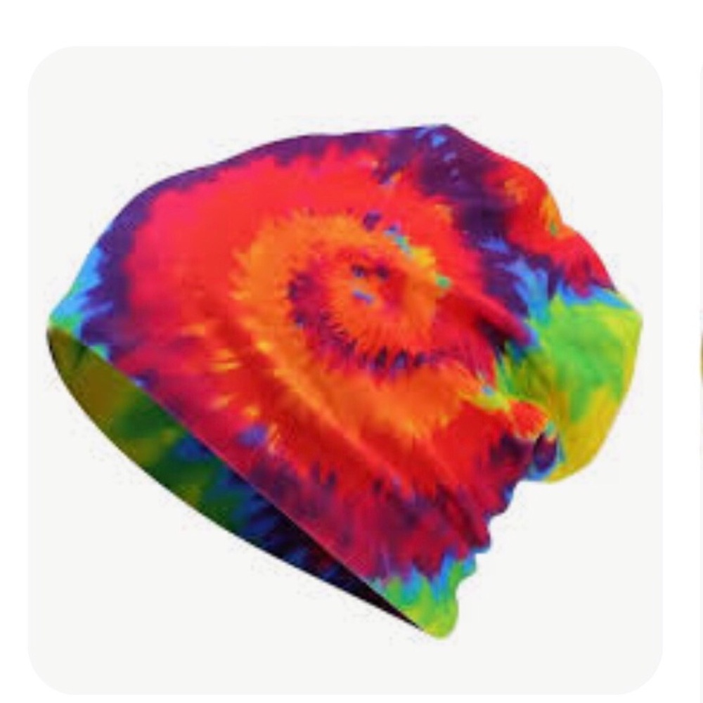 NWOT Colorful Tie-Dye Beanie Open at Crown